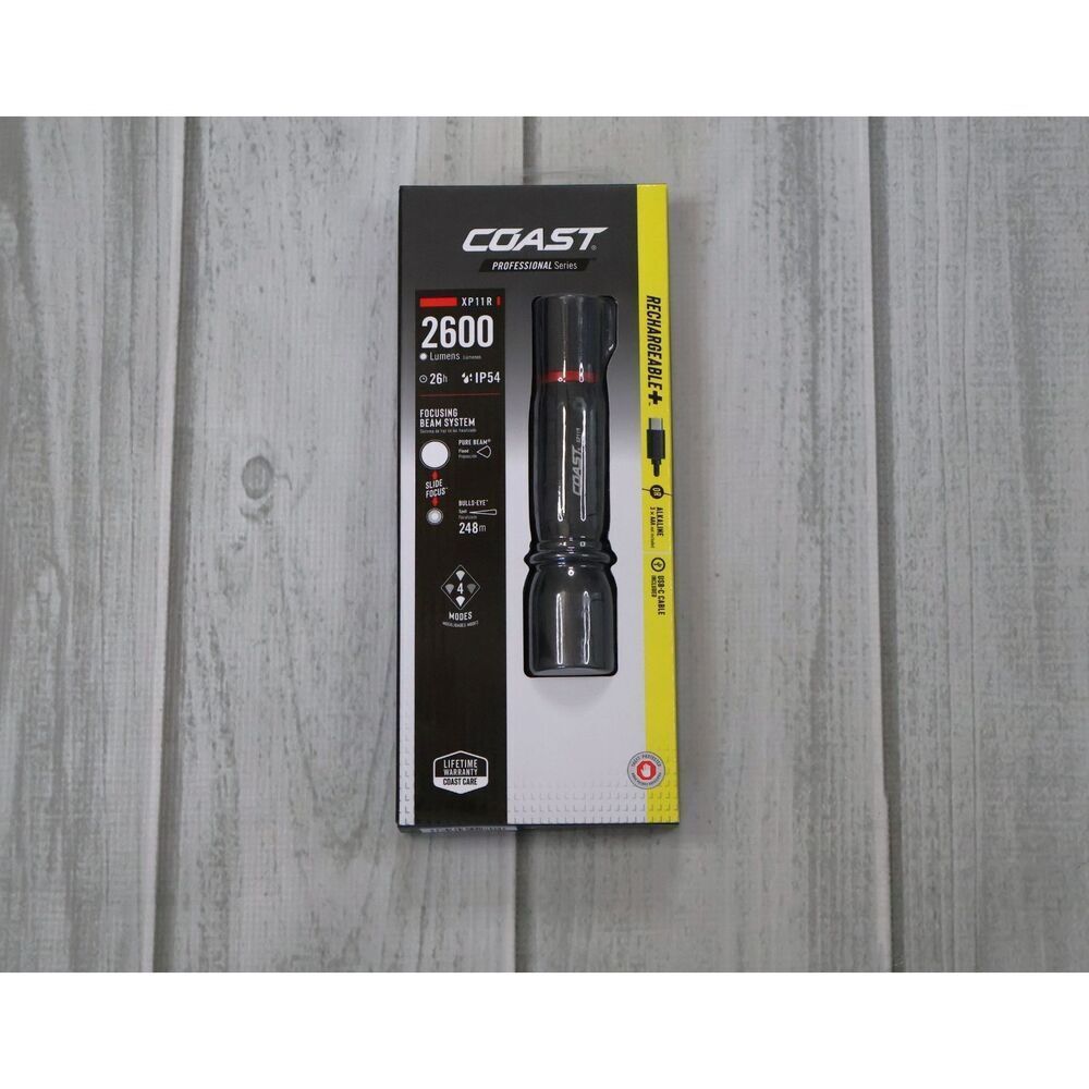 NEW Coast XP11R 2100 Lumen Rechargeable LED Flashlight w/Slide Focus & Beam Lock